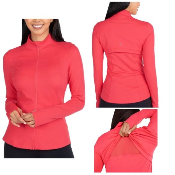 NWT Spyder Women's Yoga Jacket, Pink (Bright Coral, Back Ventilation, Thumbholes - Picture 1 of 6